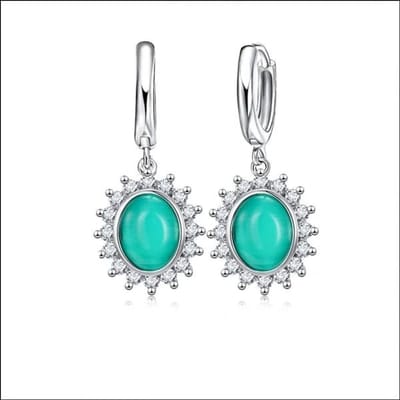 Aramat Jewels | Oorringen | Glanzende Zilveren Kattenoog Oorringen | Groen | |12mm | Zilver | Volwassenen | Verkleurd niet