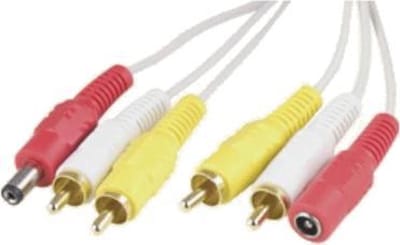 DELTACO MM-80B, 2x RCA (M/M) + DC-plug (M/F, 5.5x2.1), 5m