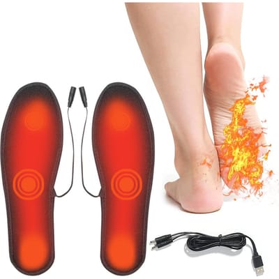Semelles Chauffantes Électriques Chauffage USB Réchauffe-Pieds Hiver Taille 39 44 pour Hommes Femmes Ski Pêche sur Glace Randonnée Travail noir
