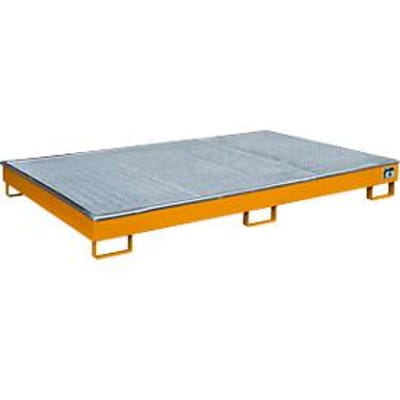 Bauer Etagebak RW-GR 2200-1 PE, met PE inzet, met rooster, L 2165 x B 1315 x H 230 mm , geel-oranje RAL 2000