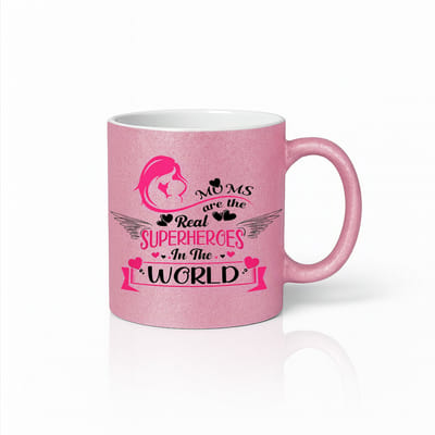 Moederdag Mok - Mums Are The Real Superheroes In The World - Koffiebeker 330ml - Roze