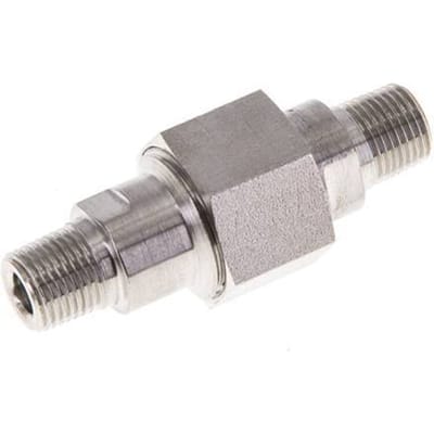 Dubbele Nippel R1/8" Afneembare RVS Vlakke Afdichting PTFE 40bar