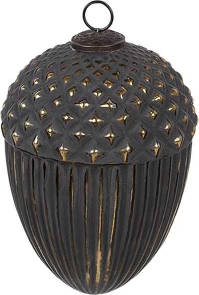 Clayre & Eef Kerstbal Overig Ø 15x21 cm Zwart Glas Kerstballen