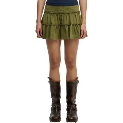 Superdry Gelaagde Jersey Minirok Khaki Grootte: 42