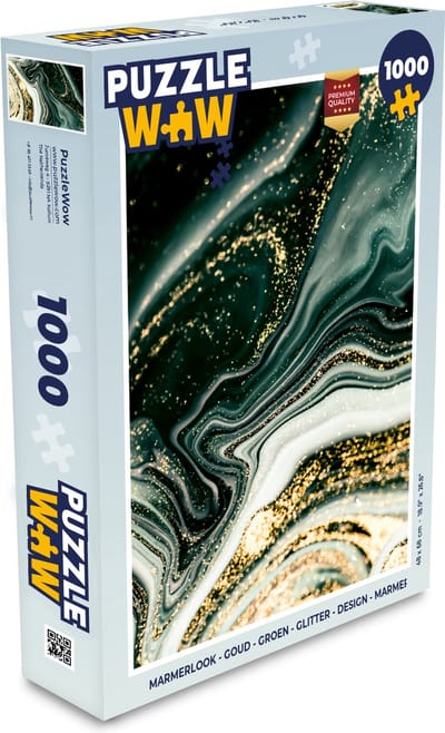 Puzzel Marmerlook - Goud - Groen - Glitter - Design - Marmer print - Legpuzzel - Puzzel 1000 stukjes volwassenen