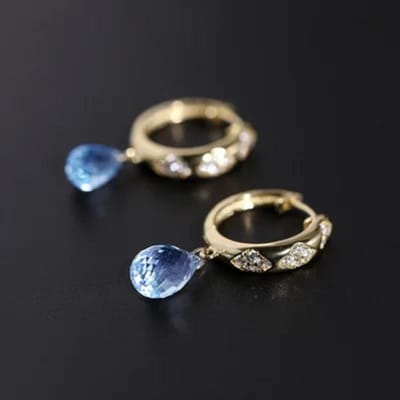 Pendentif original S designer ovale cristal bleu boucles d'oreilles femme bijouterie exquise luxe élégant charme black
