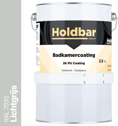 Holdbar Badkamercoating Lichtgrijs (RAL 7035) 2,5 kg - Badkamerverf - Tegelverf - Alle kleuren - Waterdichte Badkamer verf - Ook Toepasbaar in douchecel - Gemakkelijk te reinigen - 2 Componenten