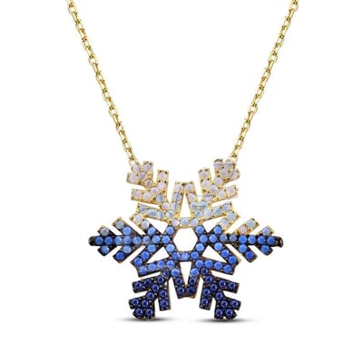 14k Goud Blauw Sneeuwvlok Ketting