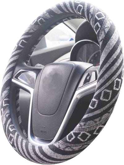 Famanu – Etnische stijl stuurhoes van ruwe linnen stof, antislip en zweetabsorberend, universele maat 37-38 cm