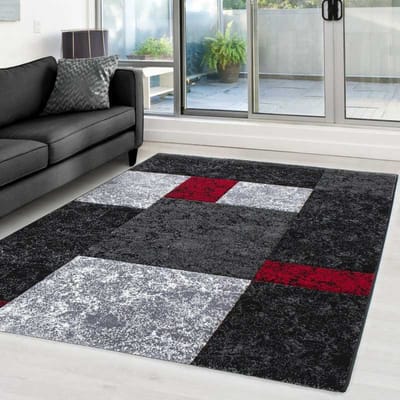 Modern 3D-tapijt met contourgesneden design, Hawaii 1330 ROOD 80x300 cm
