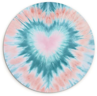 WallCircle® Wandcirkel 120x120 cm - Muurcirkel Hartvormig - Tie dye - Pasteltinten - Lichtgroen - Muurdecoratie woonkamer - Wanddecoratie slaapkamer - Kamer decoratie accessoires - Ronde schilderijen XXL