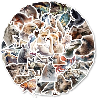 Dieren stickers voor kinderen en volwassenen - 50 natuurgetrouwe Stickers - Natuur stickers - Wilde Dieren Stickers - Huisdieren Stickers