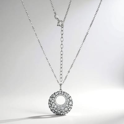 Cavill - Zilveren Halsketting - 925 Sterling Zilver - Nigeria Zirkoon 2 66 ct - Verstelbaar - Elegant Pavé Rondgeslepen Zirkonen