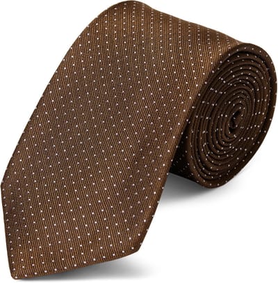 Bruine 8 cm Brede Zijden Stropdas met Polkadotmotief