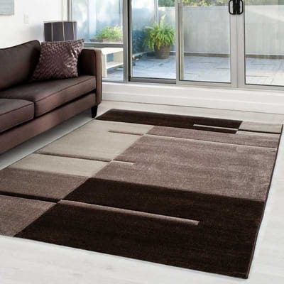 Modern 3D-tapijt met contourgesneden design, Hawaii 1310 BRUIN 80x300 cm