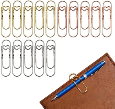 Dailygoods- Pennenhouder 15 Stuks - Kleurrijke Metalen Clips - Hartvormig Ontwerp - Bladwijzer voor Notebooks - Duurzaam - Gemakkelijke Toegang
