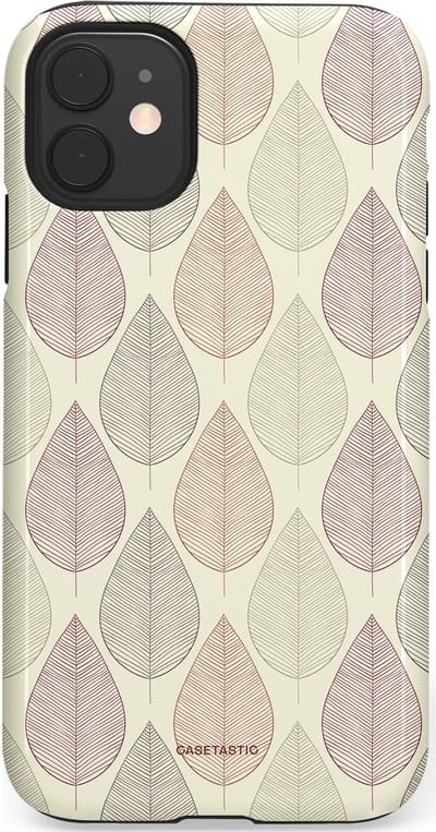 Casetastic hoesje geschikt voor Apple iPhone 11 - Dubbellaagse bescherming - Botanisch retro bladeren dans - Fashion Case - Crème