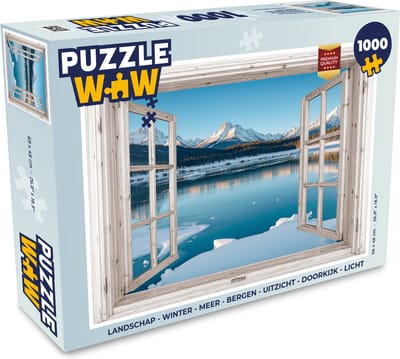 Puzzel Landschap - Winter - Meer - Bergen - Uitzicht - Doorkijk - Licht - Legpuzzel - Puzzel 1000 stukjes volwassenen