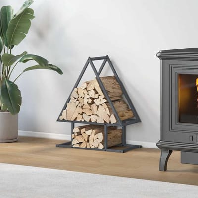 Houtrek Staal - Houtopslag Haard - Haardhout Opslaan - Koudgewalst Staal - 50x25x60 cm - Antraciet