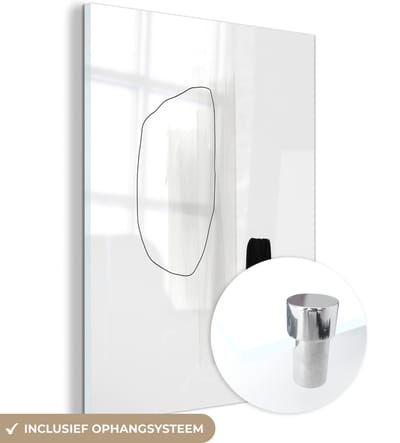 MuchoWow® Glasschilderij 120x160 cm - Schilderij acrylglas - Line art - Acrylverf - Minimalisme - Foto op glas - Schilderijen