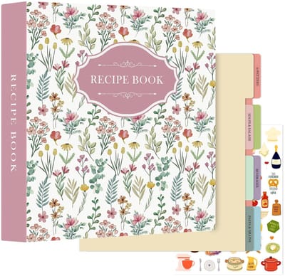 Dailygoods- Receptenbinder 8,5 x 11 - Blanco Organizer - Kookboek met 60 Plastic Hoezen - 116 Recepten - Scheidingsbladen - Duurzaam en Waterdicht - Receptenboek