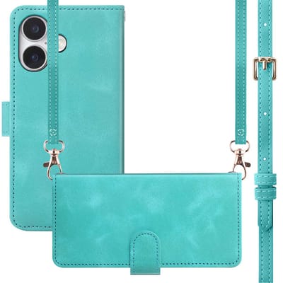 imoshion Hoesje - Geschikt voor Apple iPhone 17 - Bookcase met koord - Turquoise