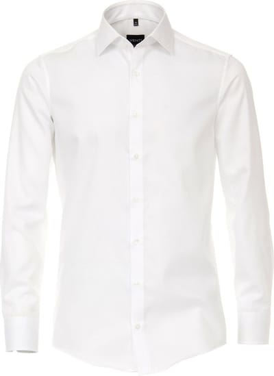 VENTI modern fit overhemd - twill - wit - Strijkvriendelijk - Boordmaat: 37