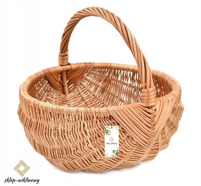 Wikken Mand - Handgemaakt, 34cm Diameter, Ideaal voor Boodschappen & Paddenstoelen