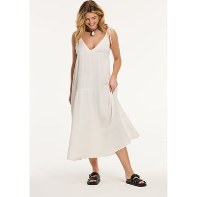 Shiwi Bogota Dress Mousseline Waffle Jet Stream White Size: M | Midi Dresses Outlet | Dames | Ecru