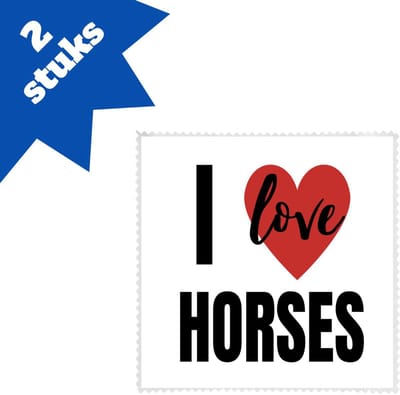 Akyol - i love horses brillendoekjes - Paarden - paarden liefhebbers - verjaardagscadeau - kado - gift - 17,8 bij 17,8 cm - 2 stuks