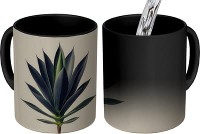 Magische Mok - Foto op Warmte Mokken - Koffiemok - Agaveplant - Symmetrisch - Groen - Magic Mok - Beker - 350 ML - Theemok