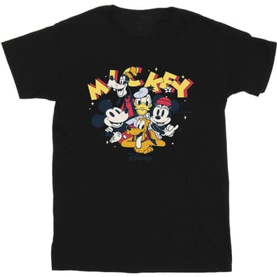 Disney Heren Mickey Mouse Groep T-Shirt (Zwart)