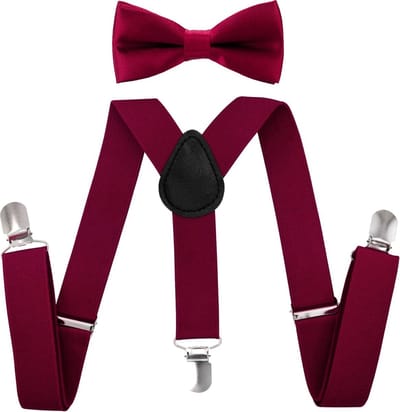 Jumada's - Kinderbretels met Vlinderstrik - 65cm - Bordeaux Rood - Wijnrood - Chique rood