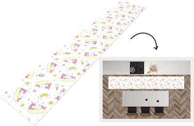 Keukenloper - Loper keuken - Eenhoorn - Patronen - Regenboog - 300x50 cm - Keukenloper vinyl