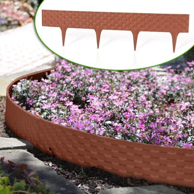 Gazonrand Tuinpalissade - Bloembedomranding Hek - Tuin Decoratie - Flexibele Vorm - 24 m - Terracotta