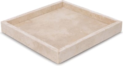 MOOISA - Travertine Dienblad vierkant - Tray 30x30cm - rond marmer dienblad - vierkant marmer dienblad - decoratie schaal - tapasplank - serveerplank