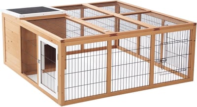 PawHut - Kleindierstal - Scharnierdak - weerbestendig - Natuur
