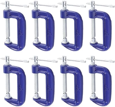 Dailygoods- G Klemmen 50mm - 8 Stuks - Metalen Klemmen - T-Handgreep - Draaibare Pad - Schokbestendig