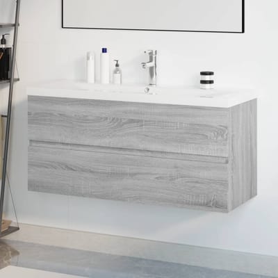 vidaXL - Wastafelkast - met - ingebouwde - wasbak - bewerkt - hout - grijs - sonoma