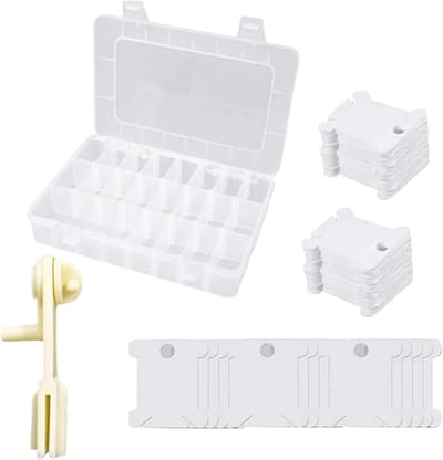 Wikkelmachine - Draad organizer - Borduurnaalden opbergen - Inclusief spoelwinder - 24 roosters - Naturel