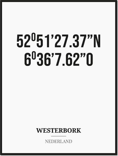 Poster/kaart WESTERBORK met coördinaten