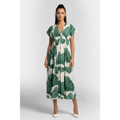 & Other Stories Milo Dress White Maat: S | Midi Jurken Outlet | Dames | Groen