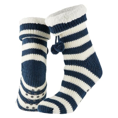 Apollo - Huissok met fake fur - Navy Blauw - Maat 36/41 - Huissok - Fluffy sokken - Slofsokken anti slip - Anti slip sokken - Warme sokken - Winter sokken