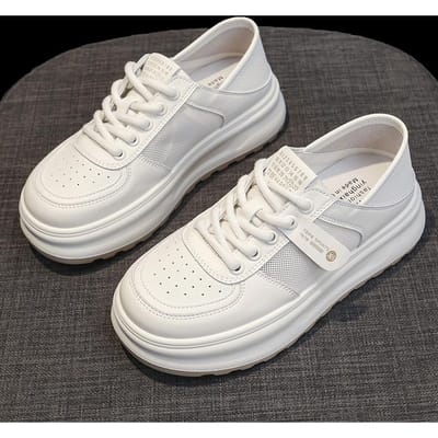 Lederen Mesh Ademend Zomer Kleine Witte Schoenen Damesschoenen Nieuwe Dikke Zool Verhogende Board Schoenen Casual Twee-draags Enkele Schoenen 40 gray