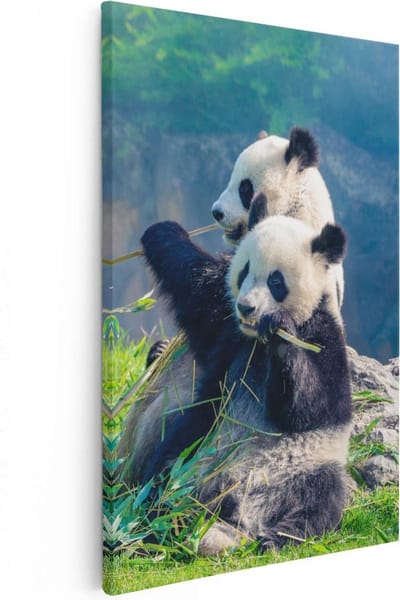 Artaza Canvas Schilderij Panda - 20x30 cm - Klein - Wanddecoratie Bos - Muurdecoratie Dierenschilderij - Kamer Accessoires Jungle