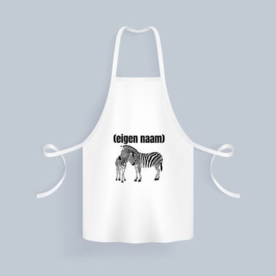 Akyol - 2 zebra's met eigen naam Keukenschort - Zebra - dieren liefhebber - iemand die houdt van zebra's - verjaardag - cadeau - kado - geschenk - 82 bij 71 cm