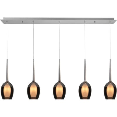 HighLight Hanglamp Belle, rookgrijs/nikkel, lengte 110 cm 5-lamps glas