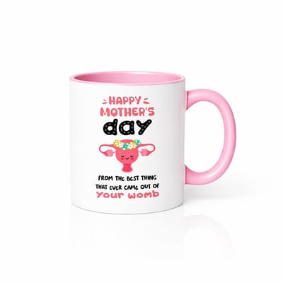Roze Witte Moederdag Mok - Best Thing From Your Womb - Leuke Mok met Tekst