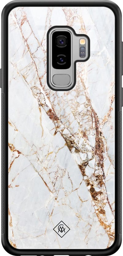 Casimoda® hoesje - Geschikt voor Samsung Galaxy S9+ - Marmer Goud - Luxe Hard Case Zwart - Backcover telefoonhoesje - Goudkleurig