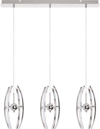 LED Hanglamp - Hangverlichting - Optra - 36W - Natuurlijk Wit 4000K - 3-lichts - Mat Chroom - Aluminium